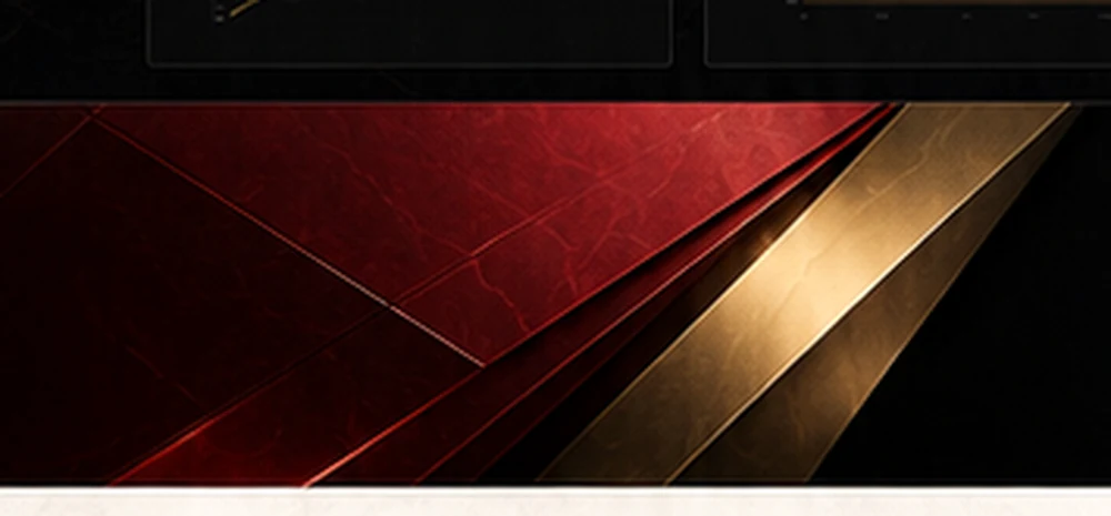 Detalhe geométrico vermelho, dourado e preto